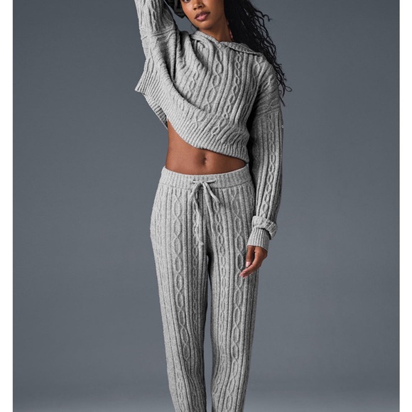 Womens Leggings Cable Knit Crop Jumper And Legging Set Alo